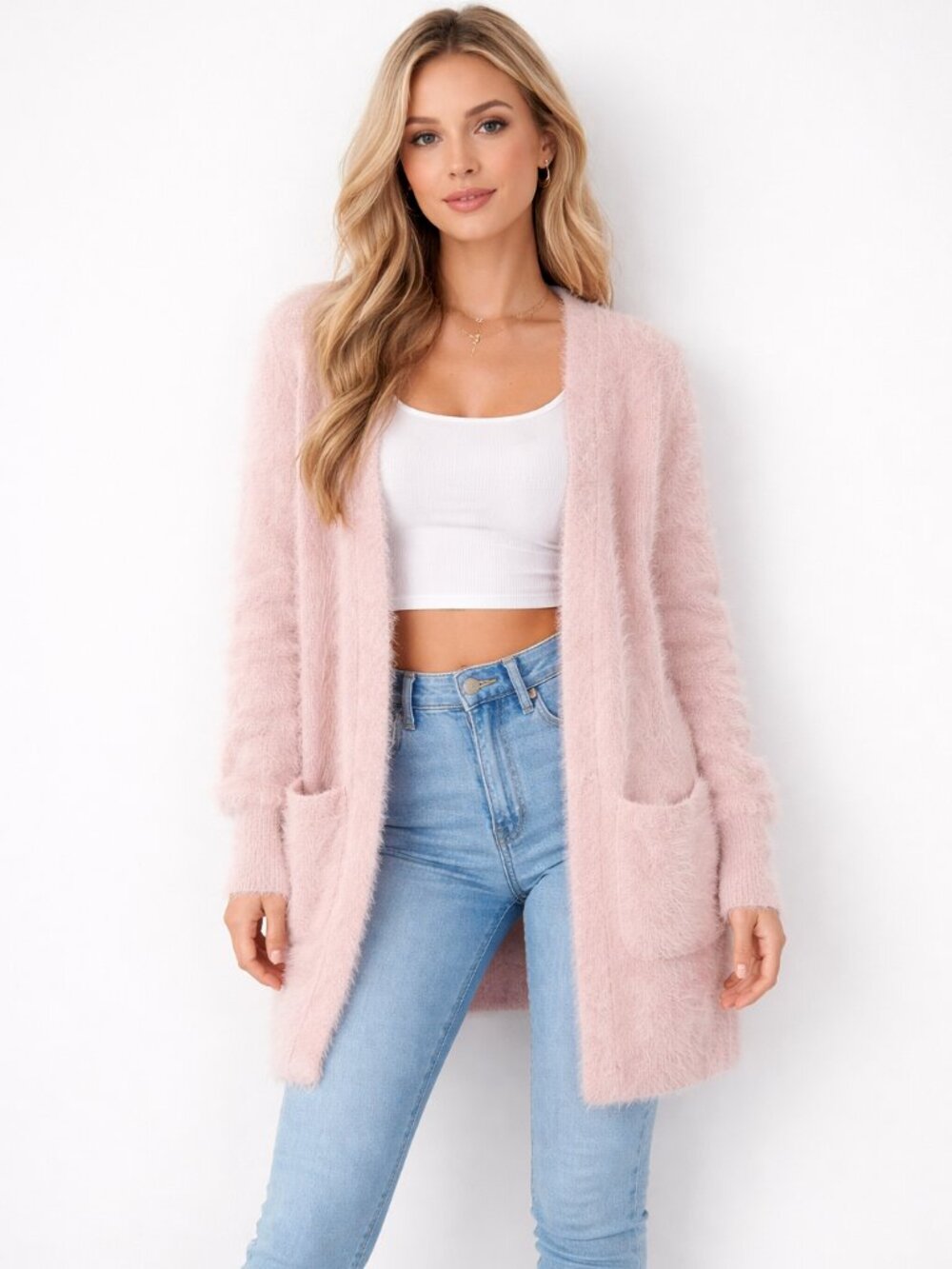 2/$30 NWT Forever 21 Plush Longline Open Cardigan Blush Small #A1851